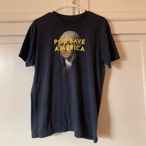 Medium Gray Crooked Media Pod Save America George Washington T-Shirt